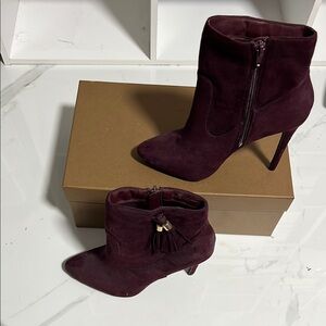 Elegant Burgundy Suede Ankle Boots